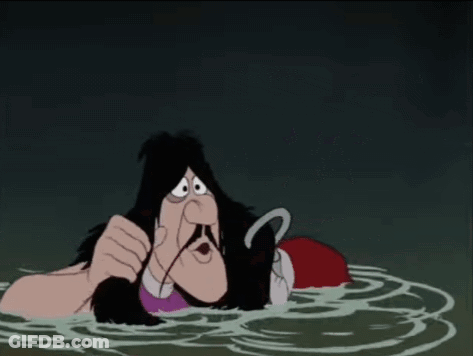 A Cartoon Character Is In The Water With A Hook In His Hand GIF
