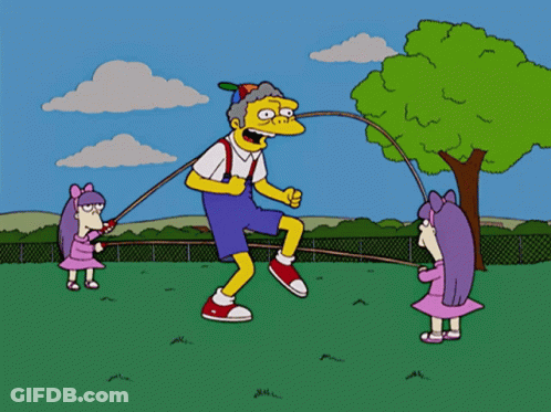 A Cartoon Character Is Jumping A Jump Rope With Two Girls GIF