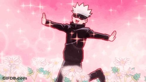 A Cartoon Character Is Jumping In The Air In Front Of A Field Of Daisies . GIF