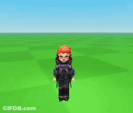A Cartoon Character Is Jumping In The Air On A Green Field GIF