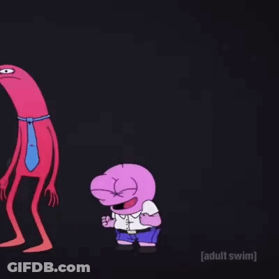 A Cartoon Character Is Jumping In The Air While Another Cartoon Character Looks On . GIF