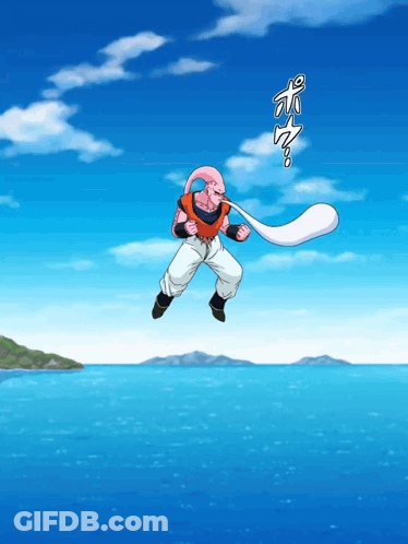A Cartoon Character Is Jumping In The Air With A Balloon In His Hand GIF
