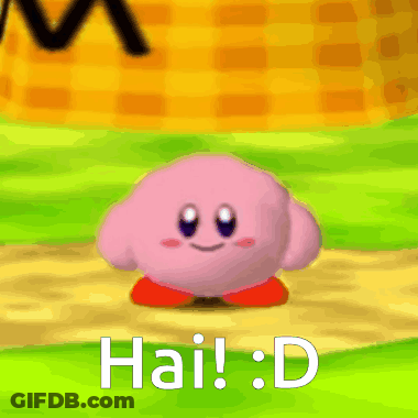A Cartoon Character Is Jumping In The Air With The Words Hai !:D Below It GIF