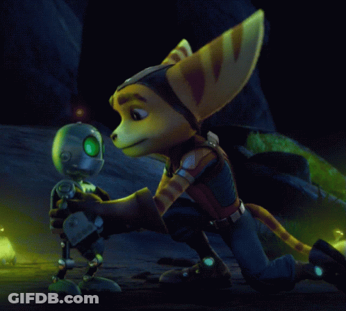 A Cartoon Character Is Kneeling Down Next To A Robot GIF