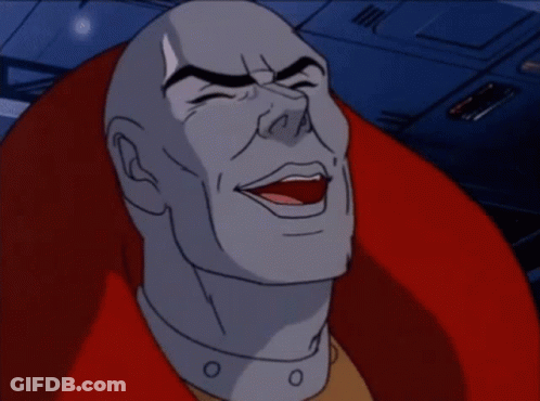 A Cartoon Character Is Laughing With His Eyes Closed And His Mouth Open GIF