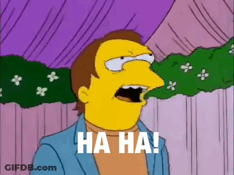 A Cartoon Character Is Laughing With The Words Ha Ha On His Face GIF