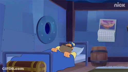 A Cartoon Character Is Laying In A Bed With A Nick Logo On The Wall Behind Him GIF