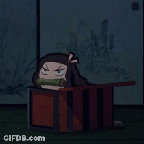 A Cartoon Character Is Laying In A Box With Smoke Coming Out Of It 'S Mouth GIF