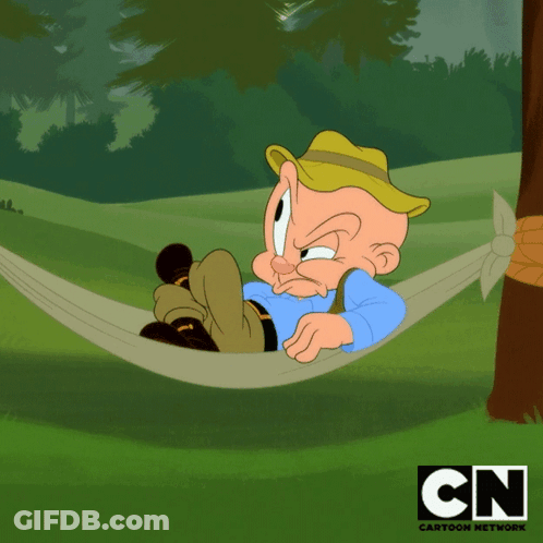 A Cartoon Character Is Laying In A Hammock With The Cn Cartoon Network Logo Behind Him GIF