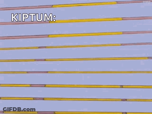 A Cartoon Character Is Laying In A Wrestling Ring With The Words `` Kiptum '' Written Above Him . GIF
