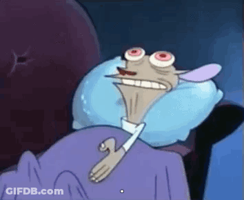 A Cartoon Character Is Laying In Bed With A Pillow On His Head And Making A Funny Face . GIF