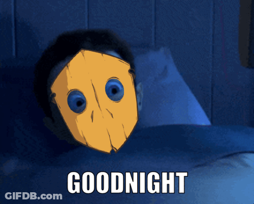 A Cartoon Character Is Laying In Bed With The Words Goodnight Written Below It GIF
