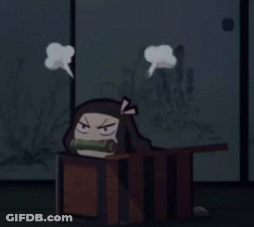 A Cartoon Character Is Laying On A Box With Steam Coming Out Of It . GIF