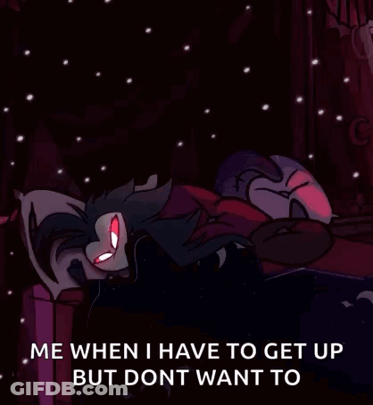 A Cartoon Character Is Laying On A Couch And Says `` Me When I Have To Get Up But Dont Want To '' GIF