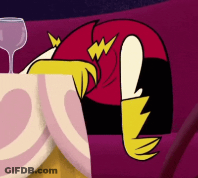 A Cartoon Character Is Laying On A Couch Next To A Table With A Wine Glass . GIF