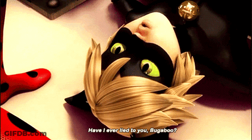 A Cartoon Character Is Laying On His Back And Says Have I Ever Lied To You Bugaboo GIF