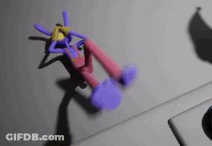 A Cartoon Character Is Laying On The Floor With His Legs Crossed And His Head Down . GIF