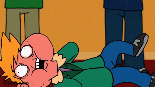 A Cartoon Character Is Laying On The Floor With His Legs Crossed And His Mouth Open GIF