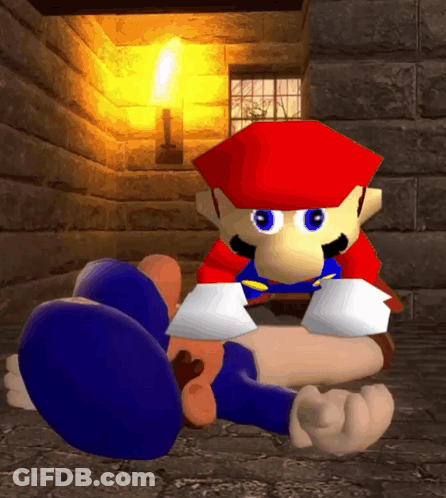 A Cartoon Character Is Laying On The Ground In A Room GIF