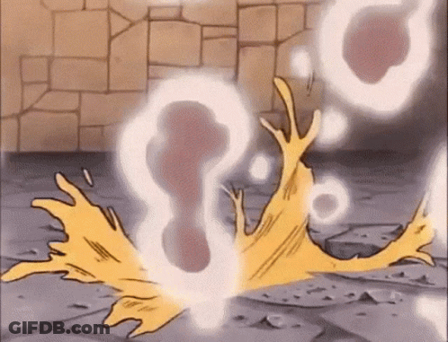 A Cartoon Character Is Laying On The Ground With A Glowing Flame Coming Out Of His Head . GIF