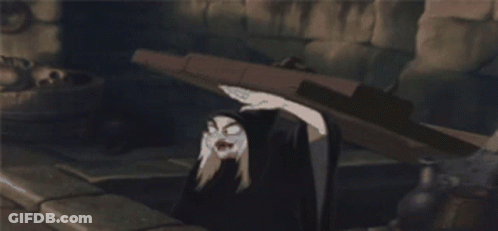 A Cartoon Character Is Laying On The Ground With A Sword In His Hand GIF