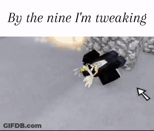 A Cartoon Character Is Laying On The Ground With The Words By The Nine I 'M Tweaking . GIF