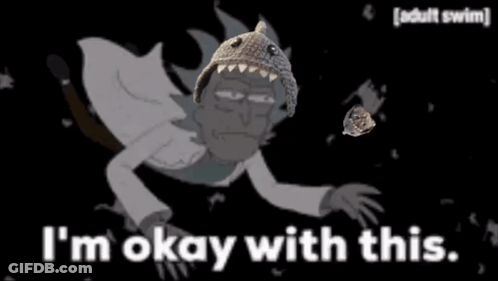 A Cartoon Character Is Laying On The Ground With The Words `` I 'M Okay With This '' Written On It . GIF
