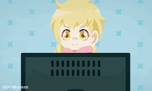 A Cartoon Character Is Looking At A Computer Screen GIF