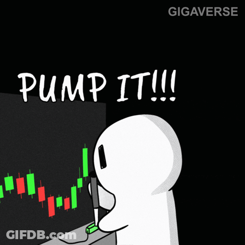 A Cartoon Character Is Looking At A Stock Chart And Says Pump It !!! GIF