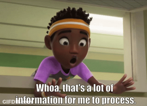 A Cartoon Character Is Looking Out A Window With The Caption Whoa That 'S A Lot Of Information For Me To Process GIF