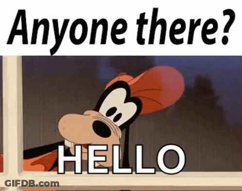 A Cartoon Character Is Looking Out Of A Window And Says `` Anyone There ? Hello '' . GIF