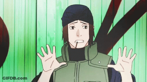 A Cartoon Character Is Making A Funny Face While Holding His Hands Up . GIF