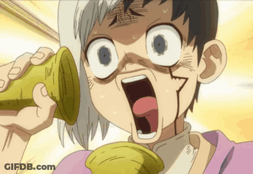A Cartoon Character Is Making A Funny Face While Holding Something In His Hand GIF