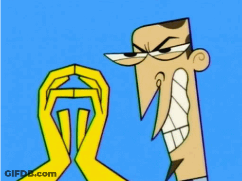 A Cartoon Character Is Making A Funny Face With His Hands In Front Of His Face . GIF