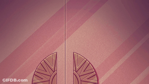 A Cartoon Character Is Peeking Out From Behind A Door And Asking " Hello " GIF