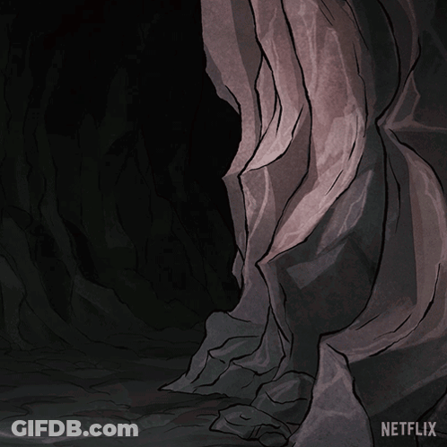 A Cartoon Character Is Peeking Out Of A Cave And Says Hello Netflix GIF