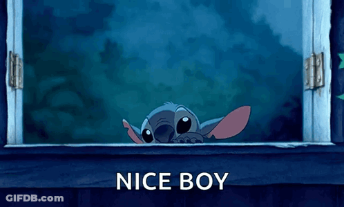 A Cartoon Character Is Peeking Out Of A Window With The Words Nice Boy Below Him GIF