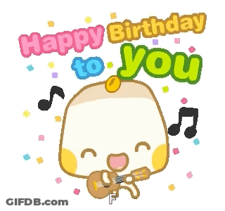 A Cartoon Character Is Playing A Guitar And Singing A Happy Birthday To You . GIF