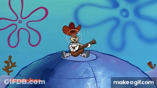 A Cartoon Character Is Playing A Guitar On Top Of A Spongebob Squarepants Globe . GIF