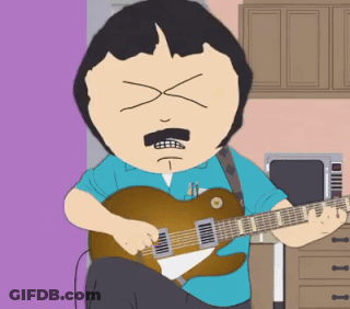 A Cartoon Character Is Playing A Guitar With His Eyes Closed GIF