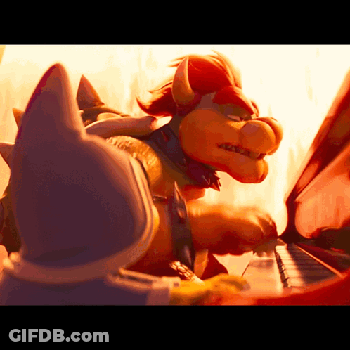 A Cartoon Character Is Playing A Piano While Another Character Watches GIF