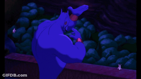 A Cartoon Character Is Pointing At Something While Sitting On A Carpet GIF