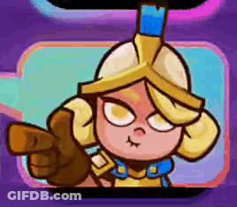A Cartoon Character Is Pointing At Something With A Sword . GIF