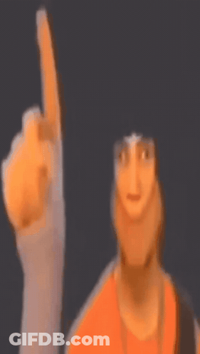 A Cartoon Character Is Pointing Up With His Finger While Wearing Glasses . GIF
