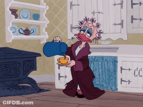 A Cartoon Character Is Pouring A Cup Of Coffee GIF