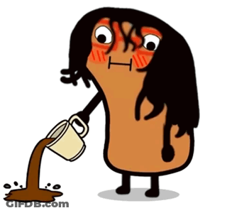 A Cartoon Character Is Pouring Coffee Into A Mug GIF