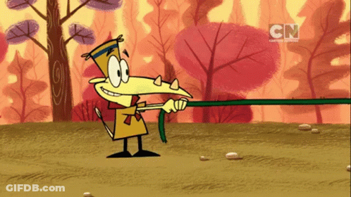 A Cartoon Character Is Pulling A Rope With Cn Written On The Bottom GIF