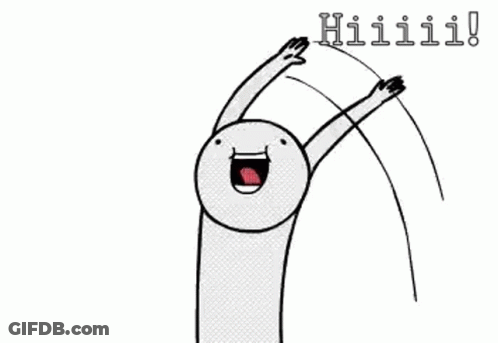 A Cartoon Character Is Raising His Arms In The Air And Shouting . GIF