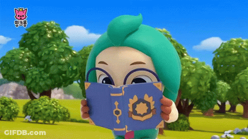 A Cartoon Character Is Reading A Book With A Crown On The Cover GIF