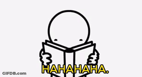 A Cartoon Character Is Reading A Book With The Words `` I Can 'T Read '' Written Below Him . GIF